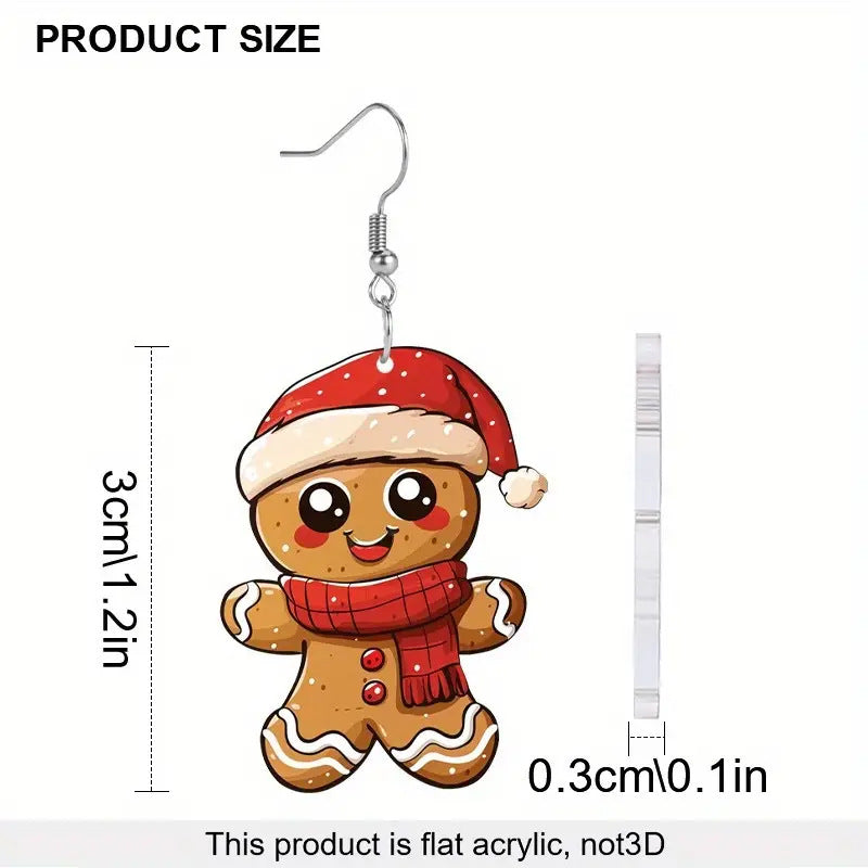 Wholesale Christmas Cute Cartoon Gingerbread Man Acrylic Earrings